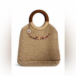 The Sak Woven Straw Tote | Wooden Handles | Beaded Detail | Boho Summer Bag